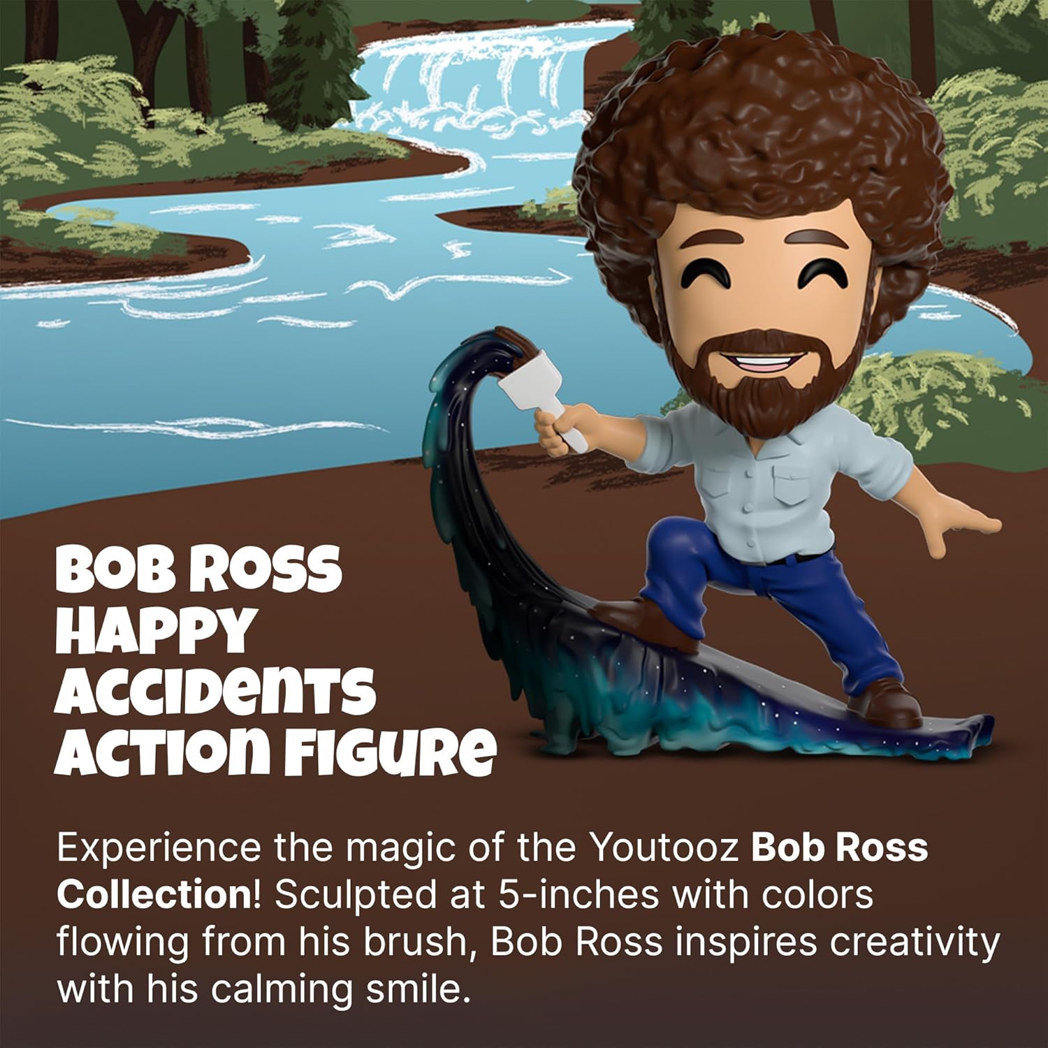 Youtooz Bob Ross Happy Accidents Figura de acción, figura de vinilo de 5 pulgadas – Colección Youtooz Bob Ross