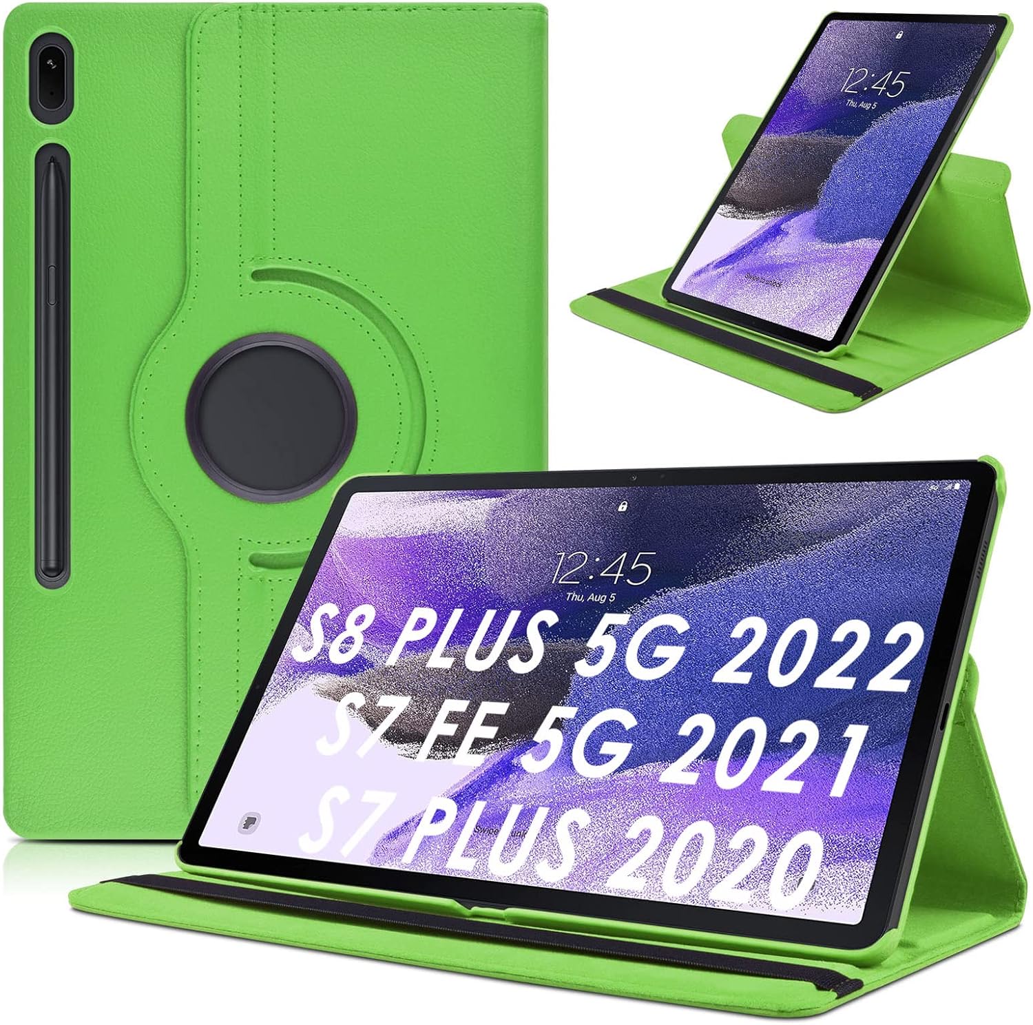 DETUOSI Funda giratoria de 360 para Samsung Galaxy Tab S7 FE 5G de 12.4 pulgadas 2021, Galaxy Tab S8 Plus Funda para tableta 5G 2022, Galaxy Tab S7