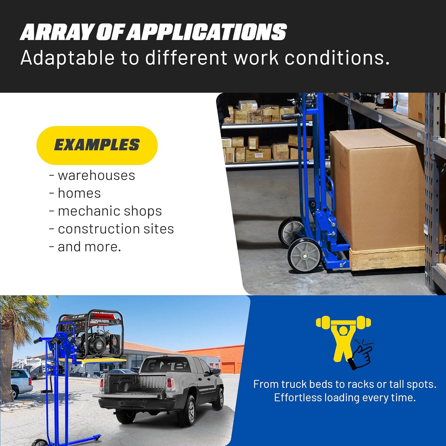Goodyear Apilador de cabrestante de elevación de material, carretilla de paleta, 330 libras 40″ elevación máxima con ruedas de 8 pulgadas, ruedas