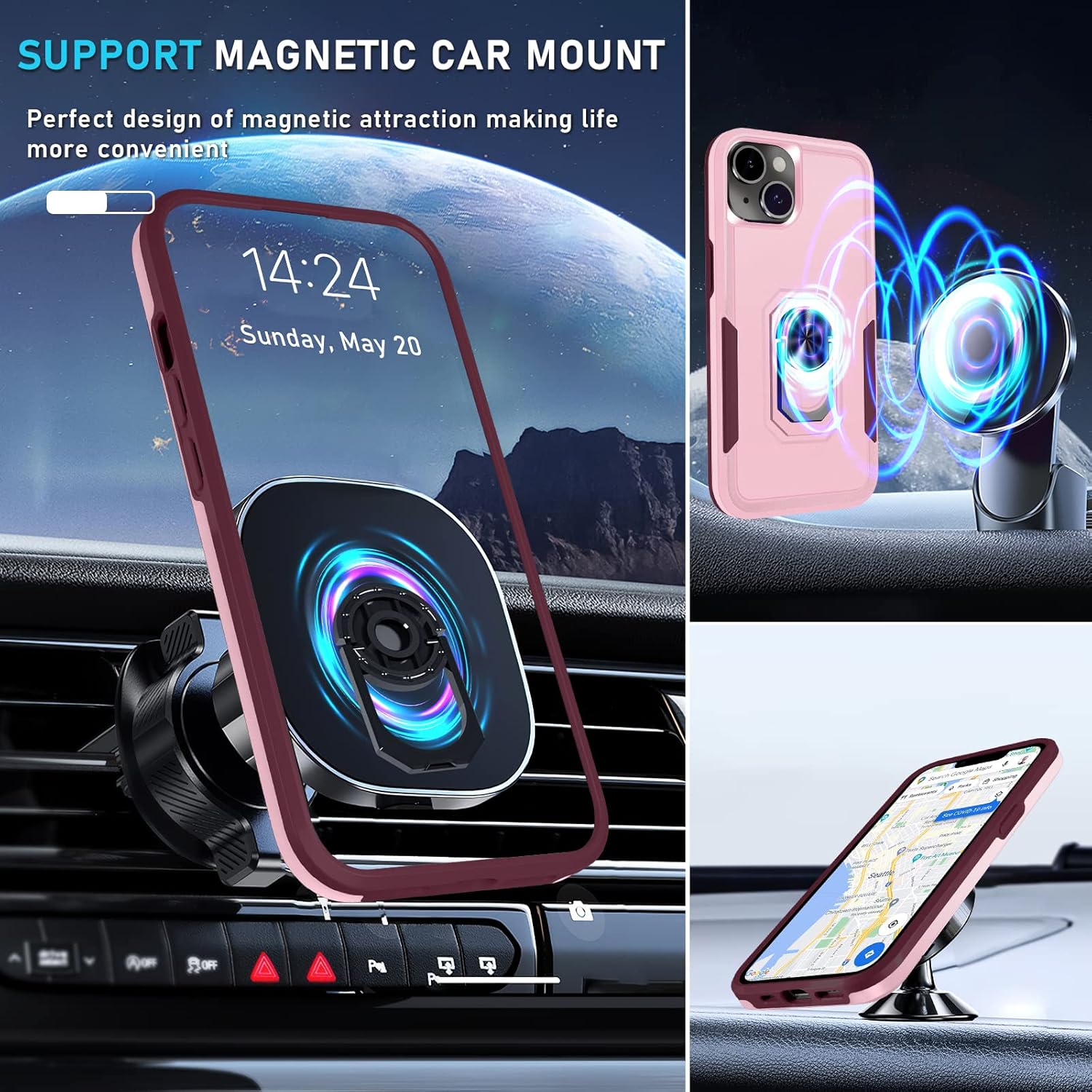 Janmitta Funda de metal con soporte para iPhone 14, con protector de pantalla de vidrio templado paquete de 2, resistente a prueba de golpes, funda