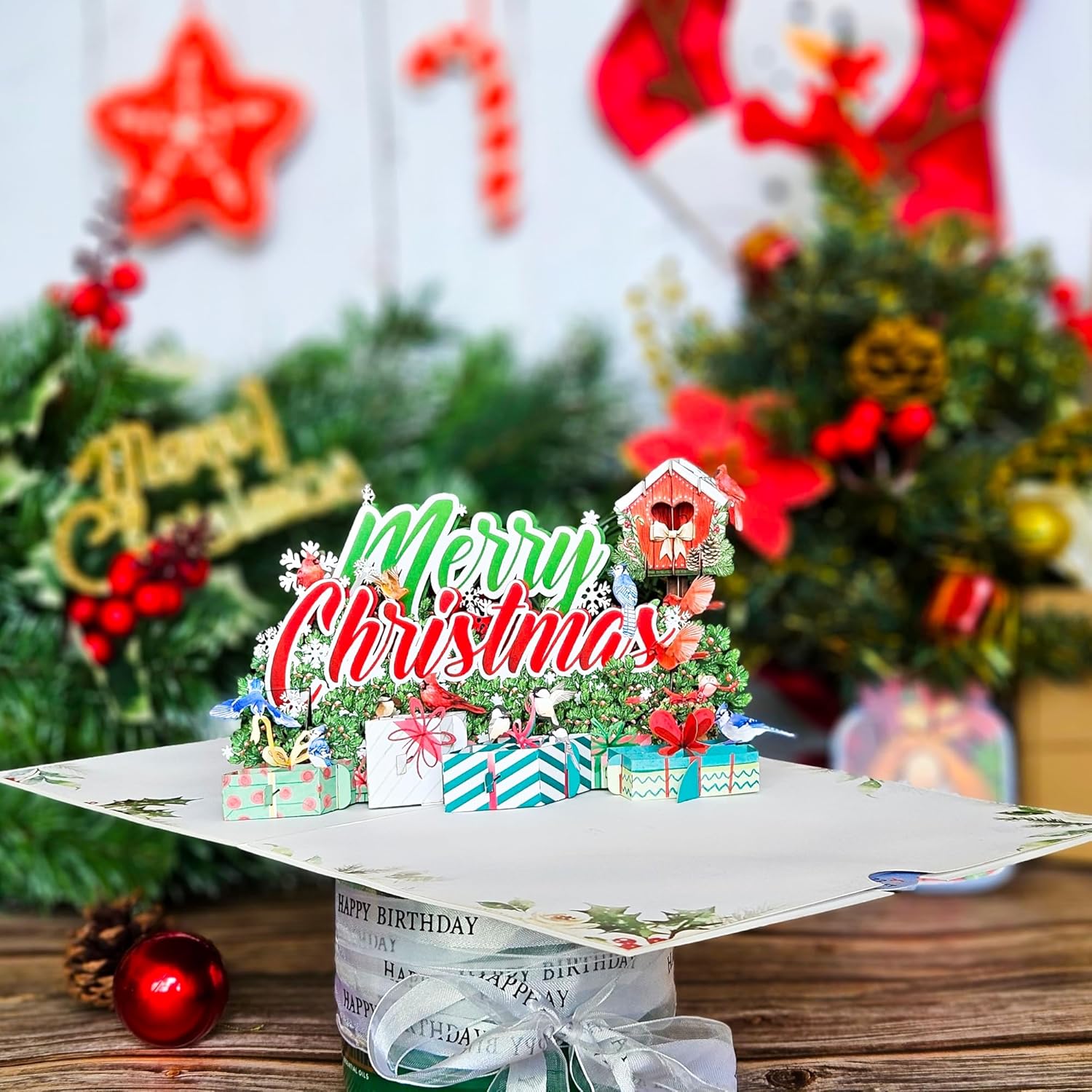 22 CRAFT By 22CRAFT Tarjetas de Navidad desplegables, tarjetas de Navidad 3D emergentes de Feliz Navidad, tarjeta de felicitación de Navidad de 6 x