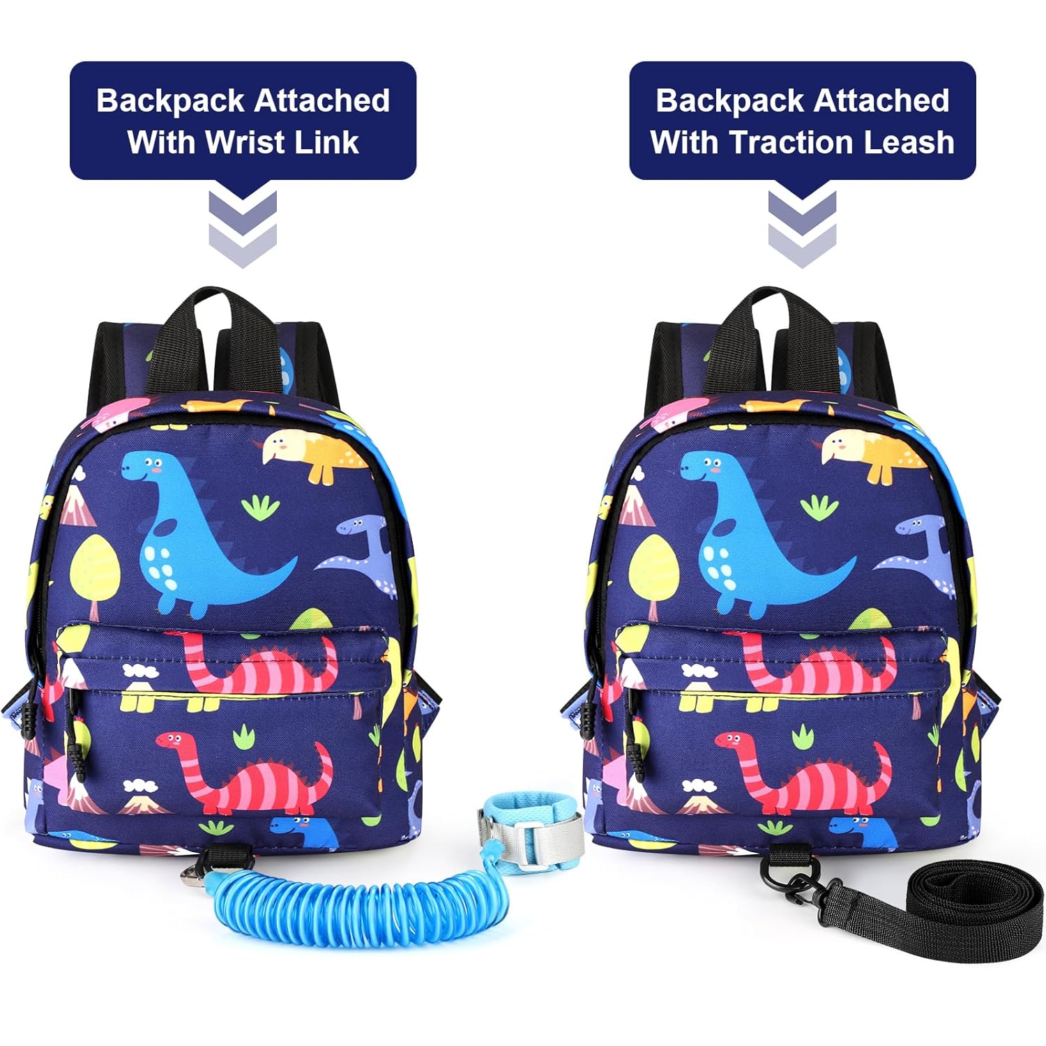 Accmor Arnés de mochila para niños pequeños, lindas mochilas de dinosaurio para bebé con eslabón de muñeca antipérdida, adorable correa de arnés