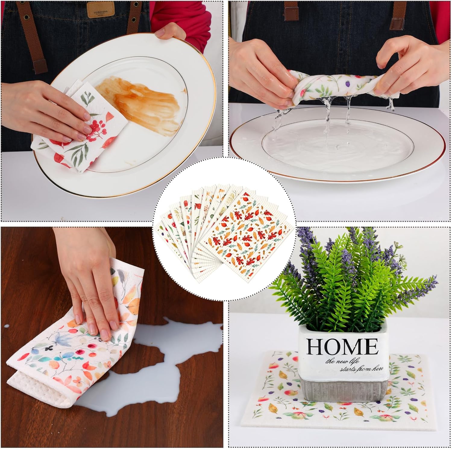 Yinder Paquete de 9 paños de lavado suecos para cocina, paños geométricos reutilizables, paños de limpieza geométricos, paños de lavado de cocina