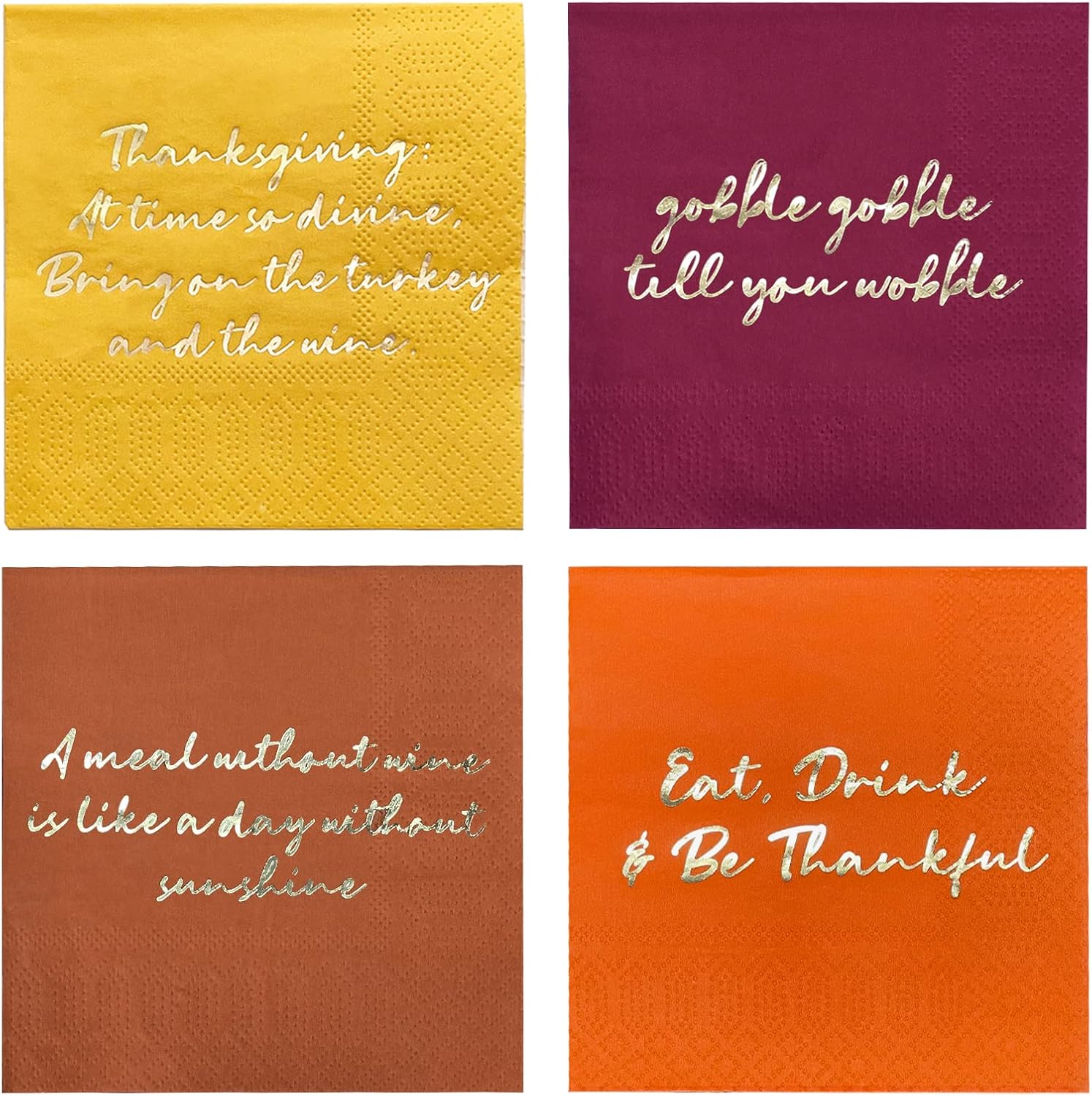 Thanksgiving Party Supplies, Golden Autumn Paper Beverage Napkins, Paper Cocktail Napkins for Autumn Party Decorations and Thanksgiving Party
