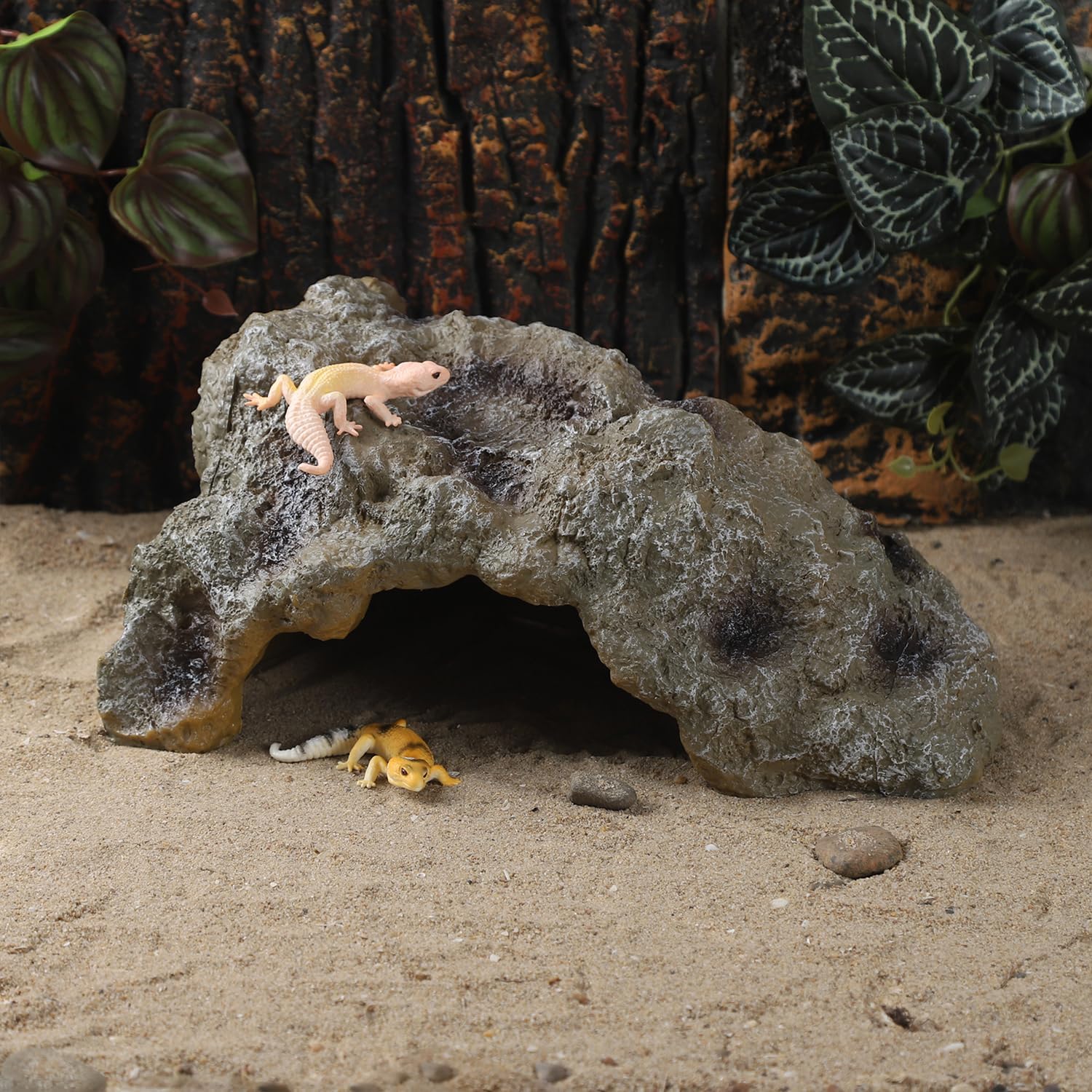 Piel de leopardo de resina, fiel a la naturaleza, roca reptil para escondite de dragón barbudo, piel de serpiente para pitones de bola, decoración