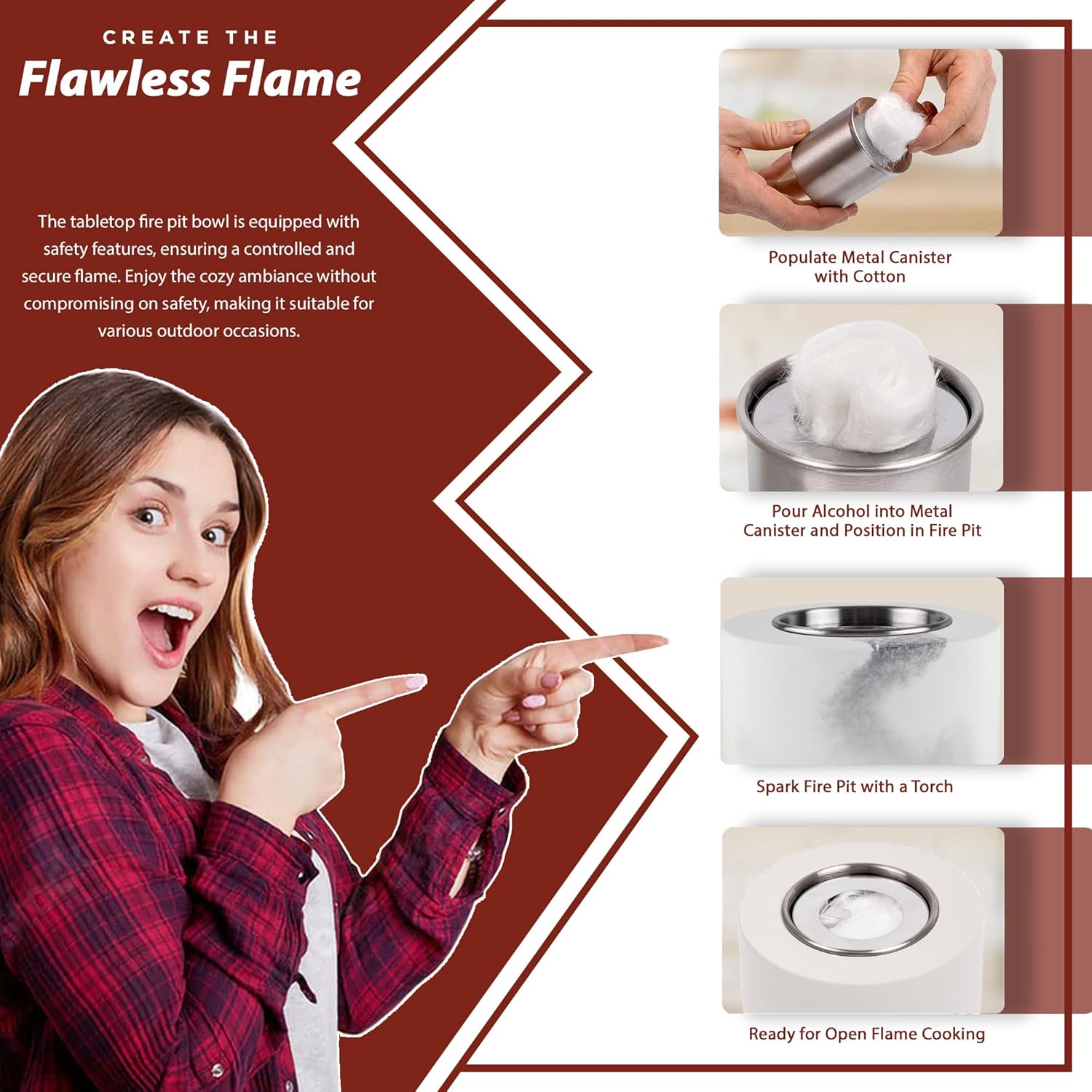 Cuenco portátil para fogata de mesa  Mini chimenea personal para exteriores, interiores, patio, barbacoa y jardín S’Mores, regalo para Navidad,