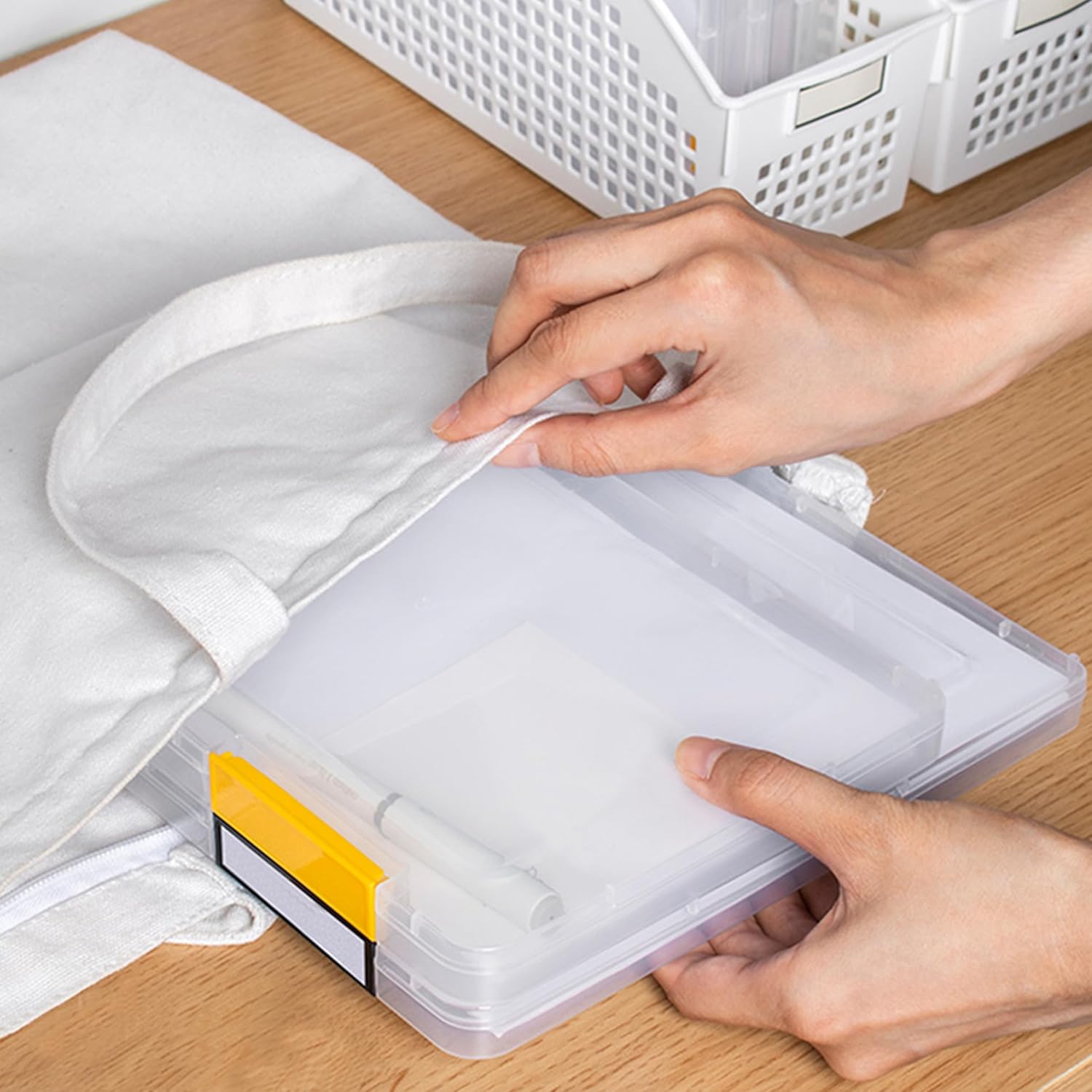 4 fundas transparentes para proyectos portátiles, A4, caja de almacenamiento de papel para álbumes de recortes de 8.5 x 11 pulgadas, para documentos