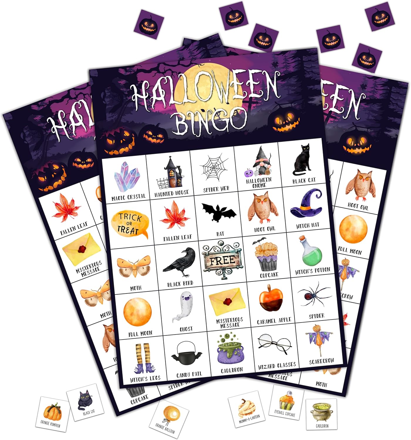 DOQPO Juegos de bingo de Año Nuevo de Halloween, tarjetas de bingo de Halloween, juegos de fiesta de Halloween para adultos y familias actividades