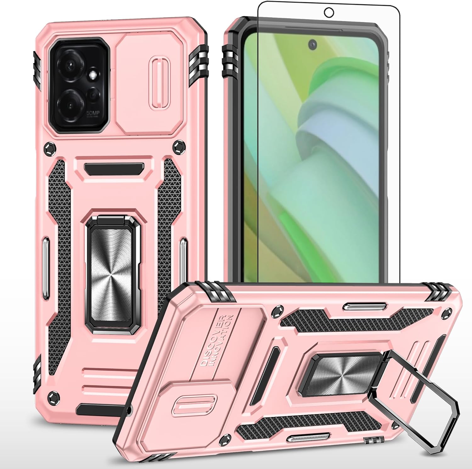 Asuwish Funda de teléfono para Motorola Moto G Power 5G 2023 con protector de pantalla de vidrio templado y cubierta deslizante para cámara