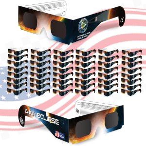 Paquete de 50 lentes para eclipse solar, aprobados por la AAS 2024, fabricados en Estados Unidos, con certificación ISO 12312-2 y lentes de visión Paquete de 50 lentes para eclipse solar, aprobados por la AAS 2024, fabricados en Estados Unidos, con certificación ISO 12312-2 y lentes de visión