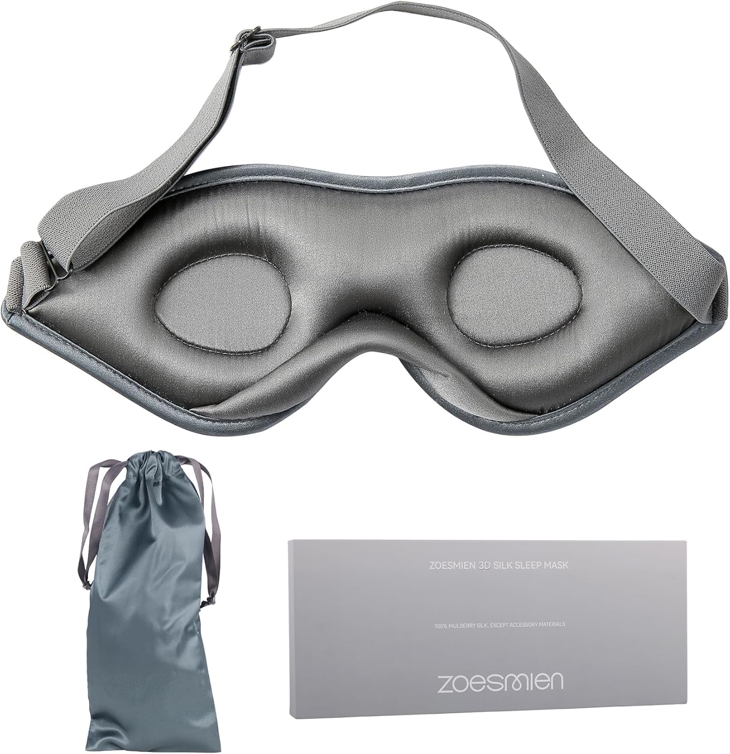 ZOESMIEN – Antifaz para dormir de seda  Máscara de ojos 100% seda de morera, máscara de ojos contorneada 3D para mujeres y hombres, bloqueo de luz,