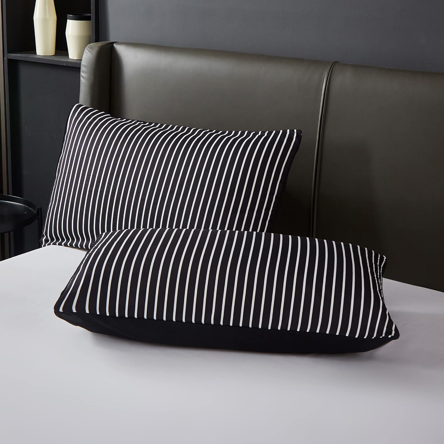 MOCAHOME Juego de funda de edredón tamaño individual, rayas impresas, ropa de cama suave de 3 piezas, 1 funda de edredón + 2 fundas de almohada