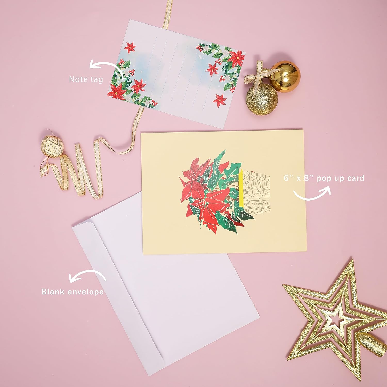 Tarjeta de Navidad desplegable, cesta de Pascua 3D hecha a mano, tarjetas de felicitación emergentes de Navidad para invierno, vacaciones, regalo de
