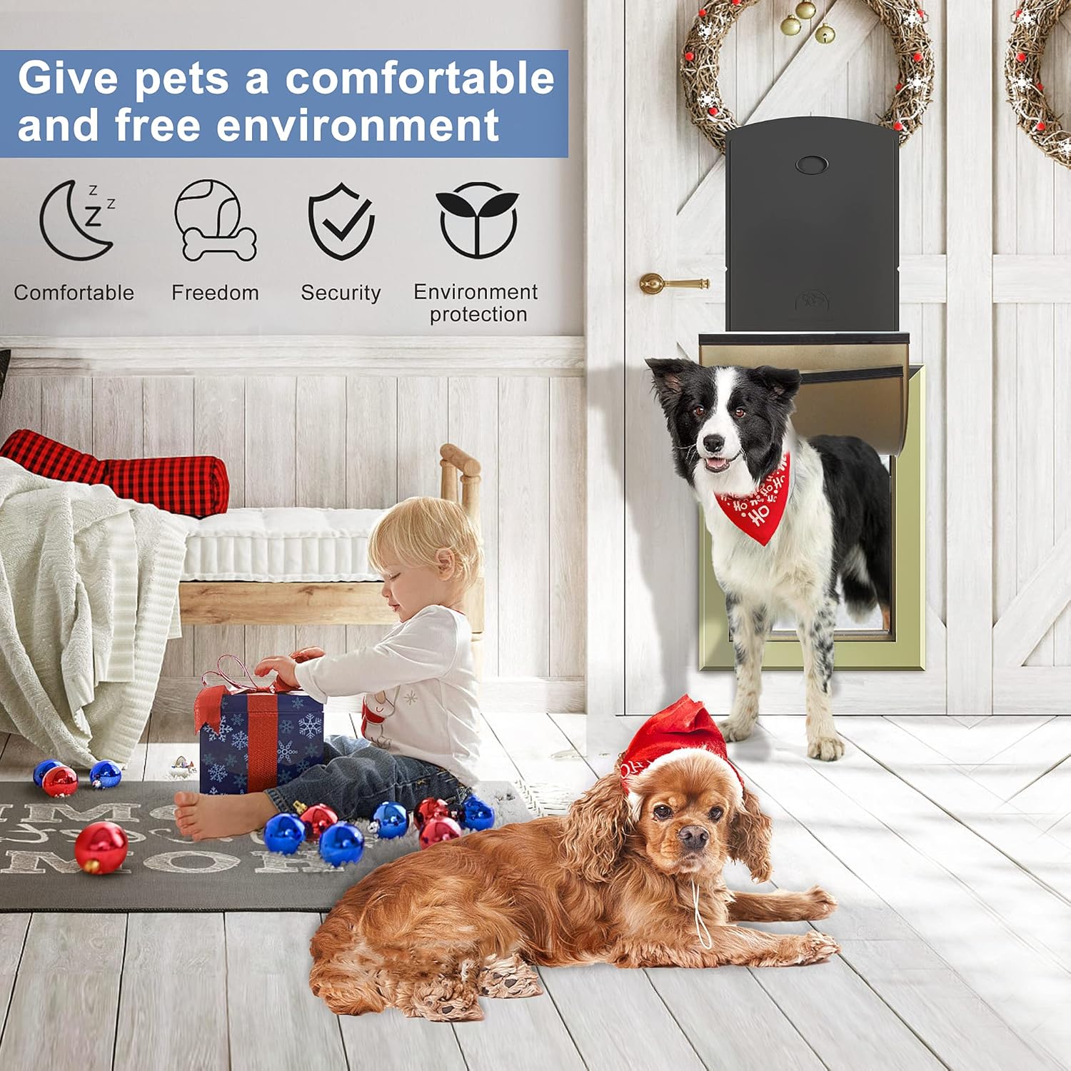 Puertas grandes resistentes a la intemperie para perros grandes con doble solapa magnética, marco de aluminio resistente, puertas para perros