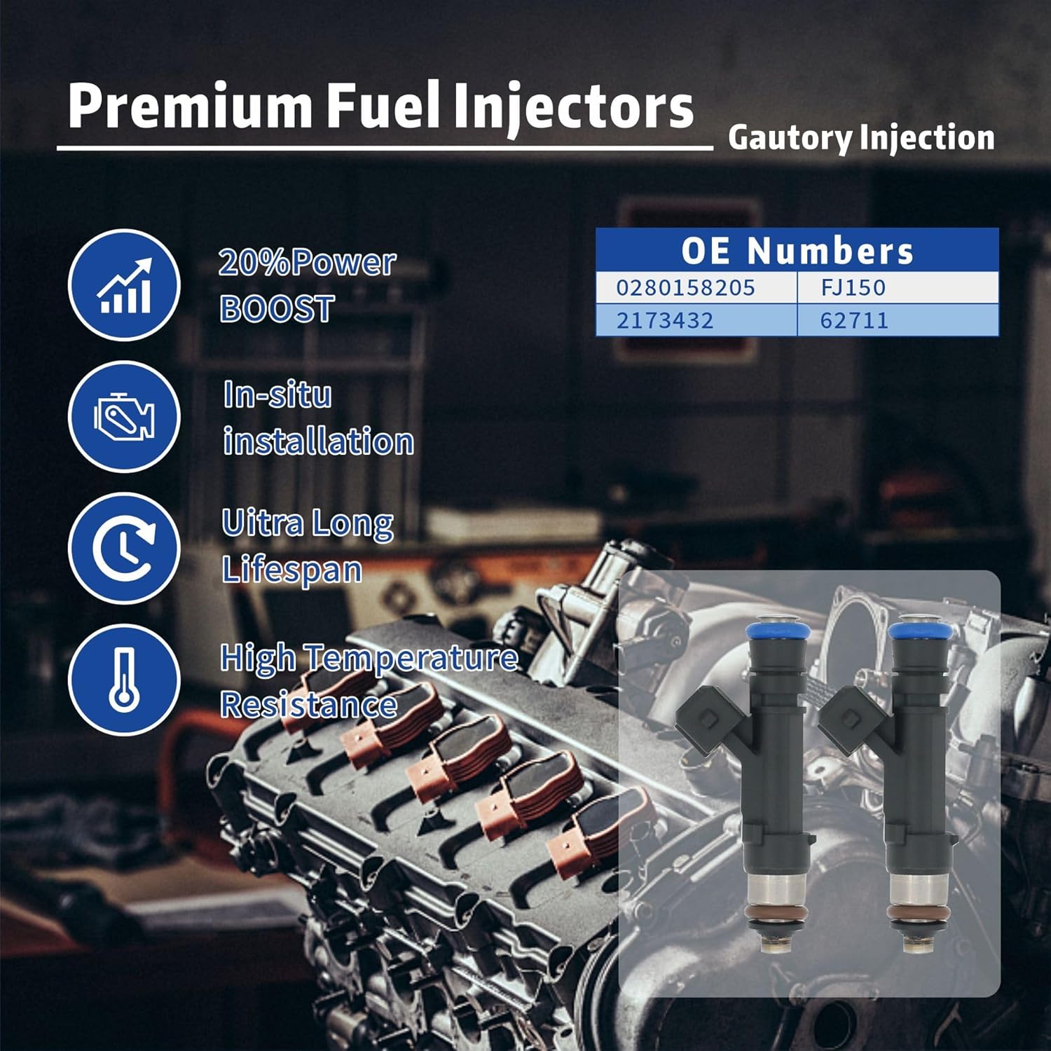 0280158205 Boquilla de inyector de combustible compatible con Chevy Cruze Eco LT LTZ 2011-2015 Buick Encore 2013-2021 Chevy Sonic 2012-2020 Chevy