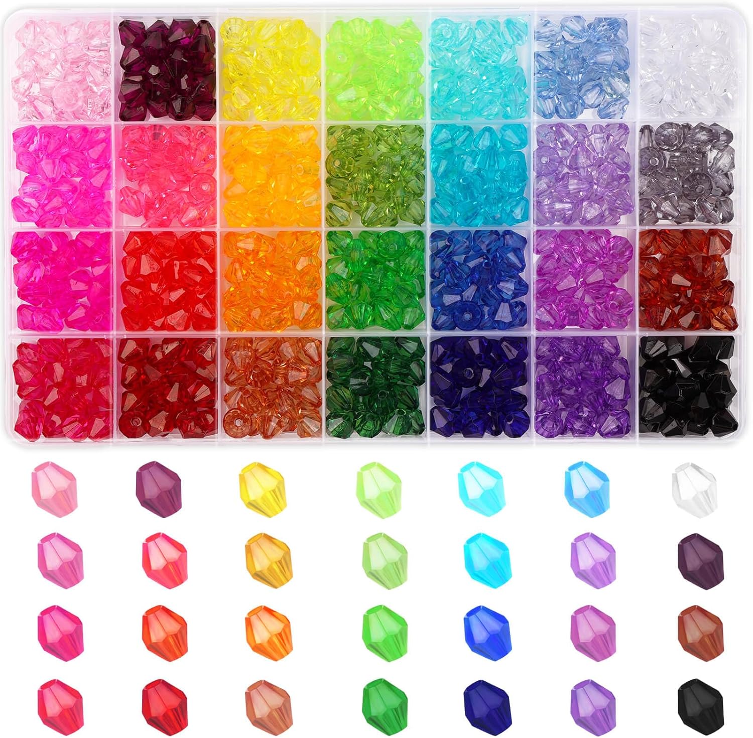 Paxcoo 560 cuentas de cristal para la fabricación de joyas, cuentas acrílicas de cristal facetadas, cuentas de gemas de bicona, joya para