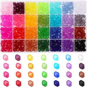 Paxcoo 560 cuentas de cristal para la fabricación de joyas, cuentas acrílicas de cristal facetadas, cuentas de gemas de bicona, joya para Paxcoo 560 cuentas de cristal para la fabricación de joyas, cuentas acrílicas de cristal facetadas, cuentas de gemas de bicona, joya para