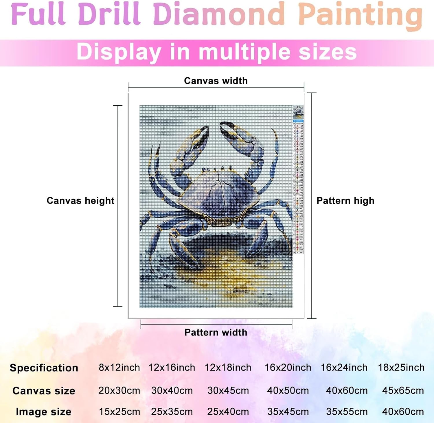 Treff Mudflat Blue Crab DIY 5D Diamond Art Painting Kits para adultos, niños principiantes, 12 x 18 pulgadas, regalo ideal para familiares y amigos