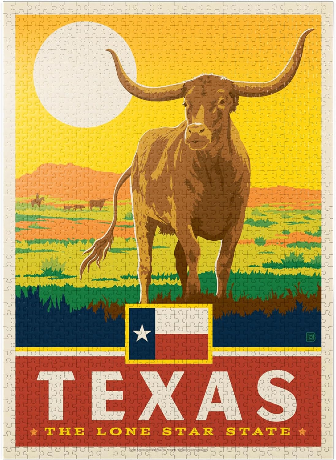 MyPuzzle Texas The Lone Star State, State Pride Vintage Poster – Rompecabezas prémium de 1000 piezas para adultos