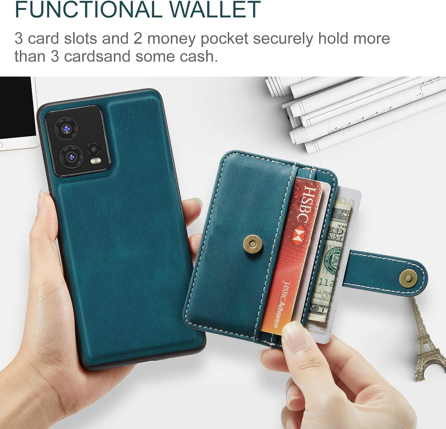 Asuwish Funda para teléfono Motorola Edge 30 Fusion 2022 con protector de pantalla de vidrio templado y tarjetero RFID de cuero, accesorios para