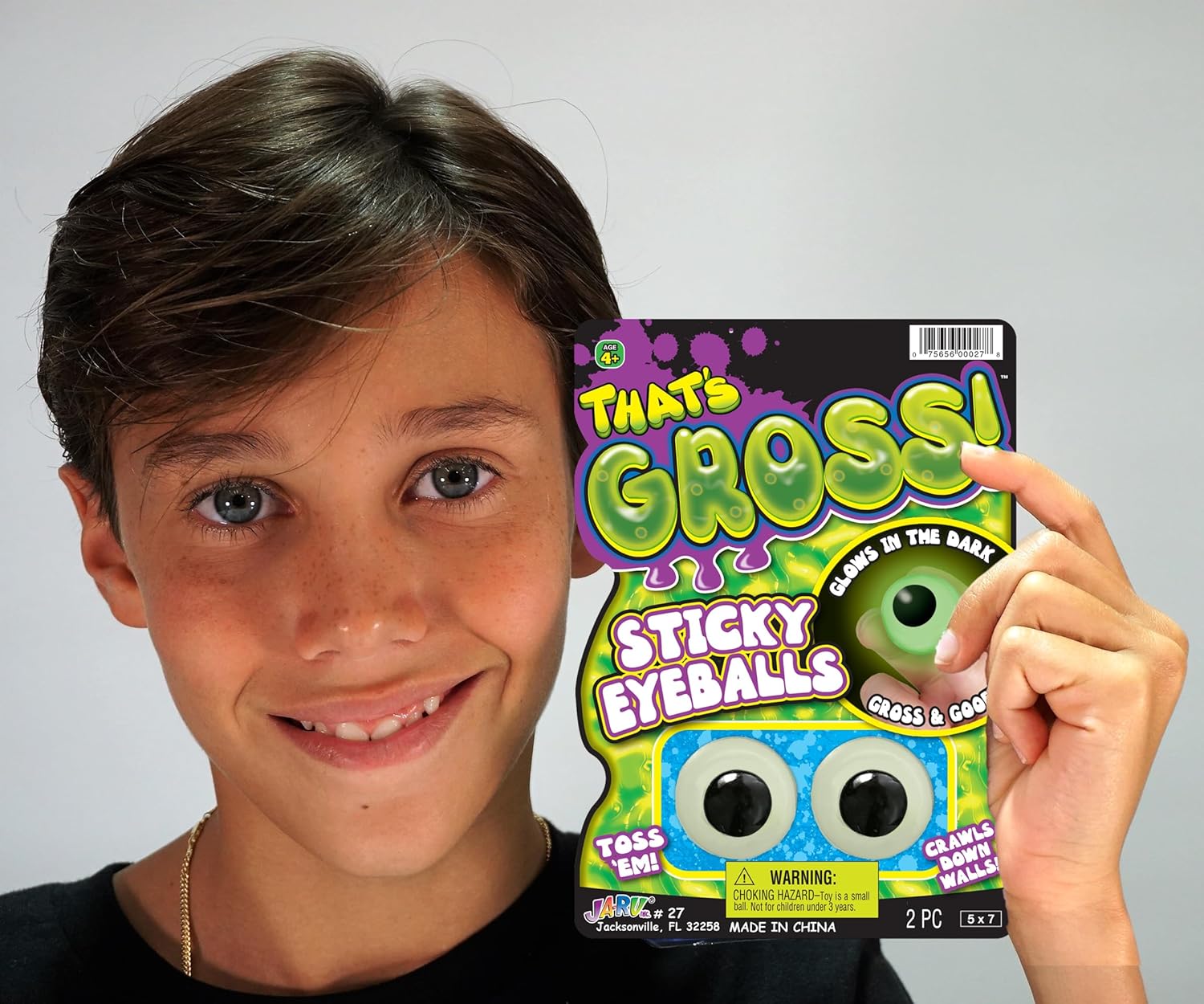 JA-RU Sticky Eyeballs – Escaladores que brillan en la oscuridad (1 paquete de 2)  Juguete blando luminoso para decoración de Halloween y recuerdos