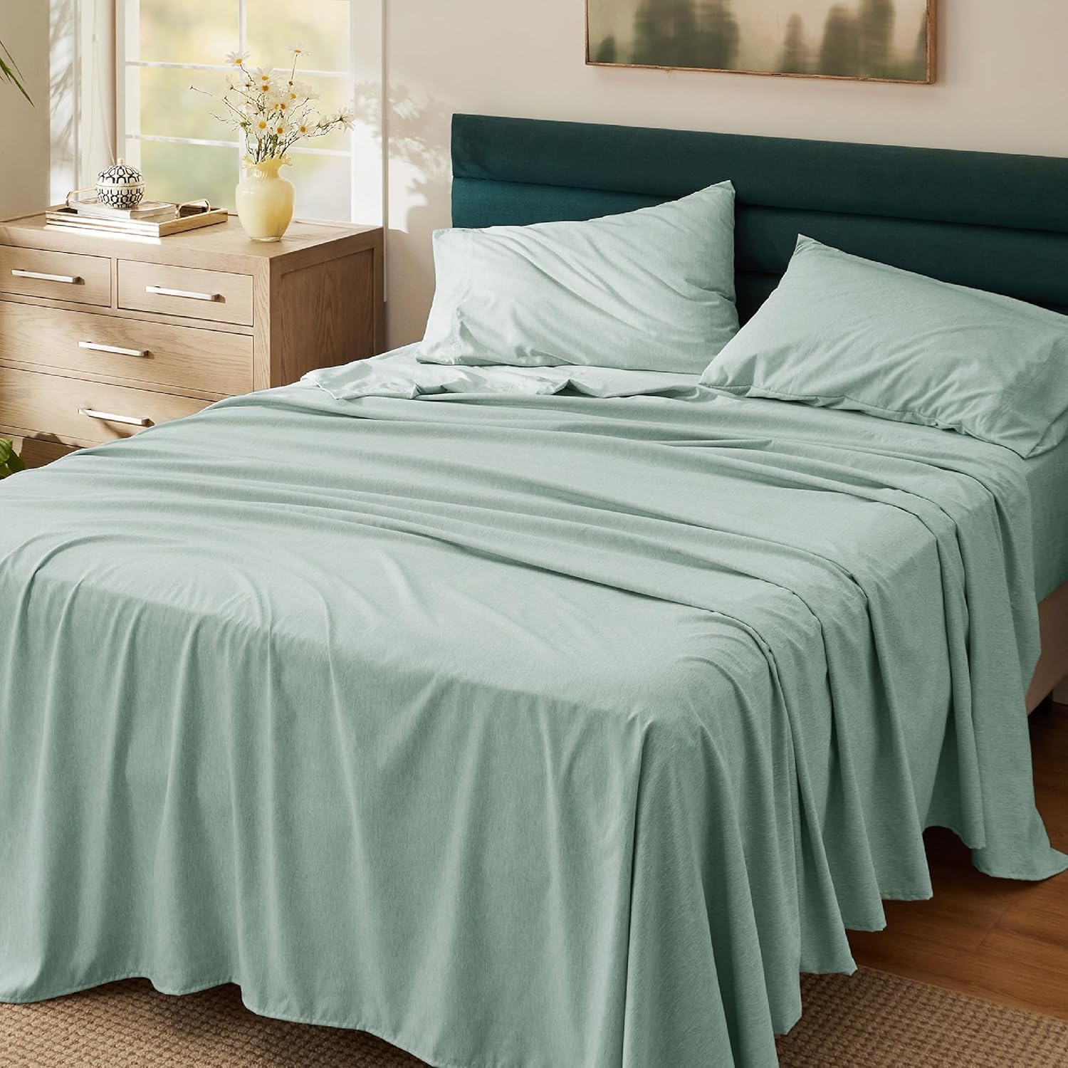 Bedsure Sábanas de tamaño King  Sábanas ultrasuaves de teñido catiónico, se adapta a colchones de hasta 16 pulgadas de grosor, sábanas transpirables