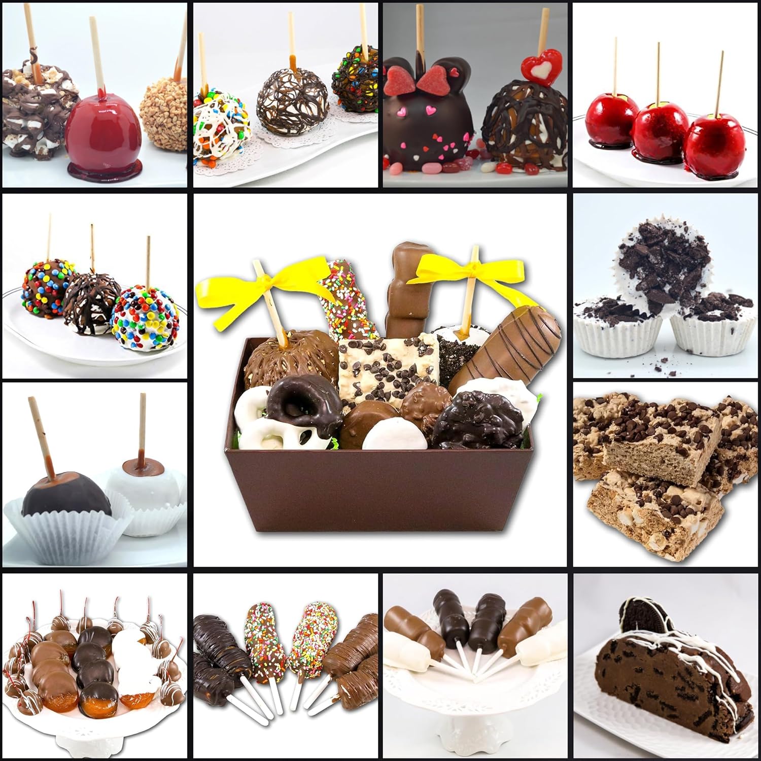 US Sweets Paquete de 3 manzanas de caramelo  Caramel Granny Smith manzanas sumergidas y rociadas en chocolate blanco  Manzanas de chocolate