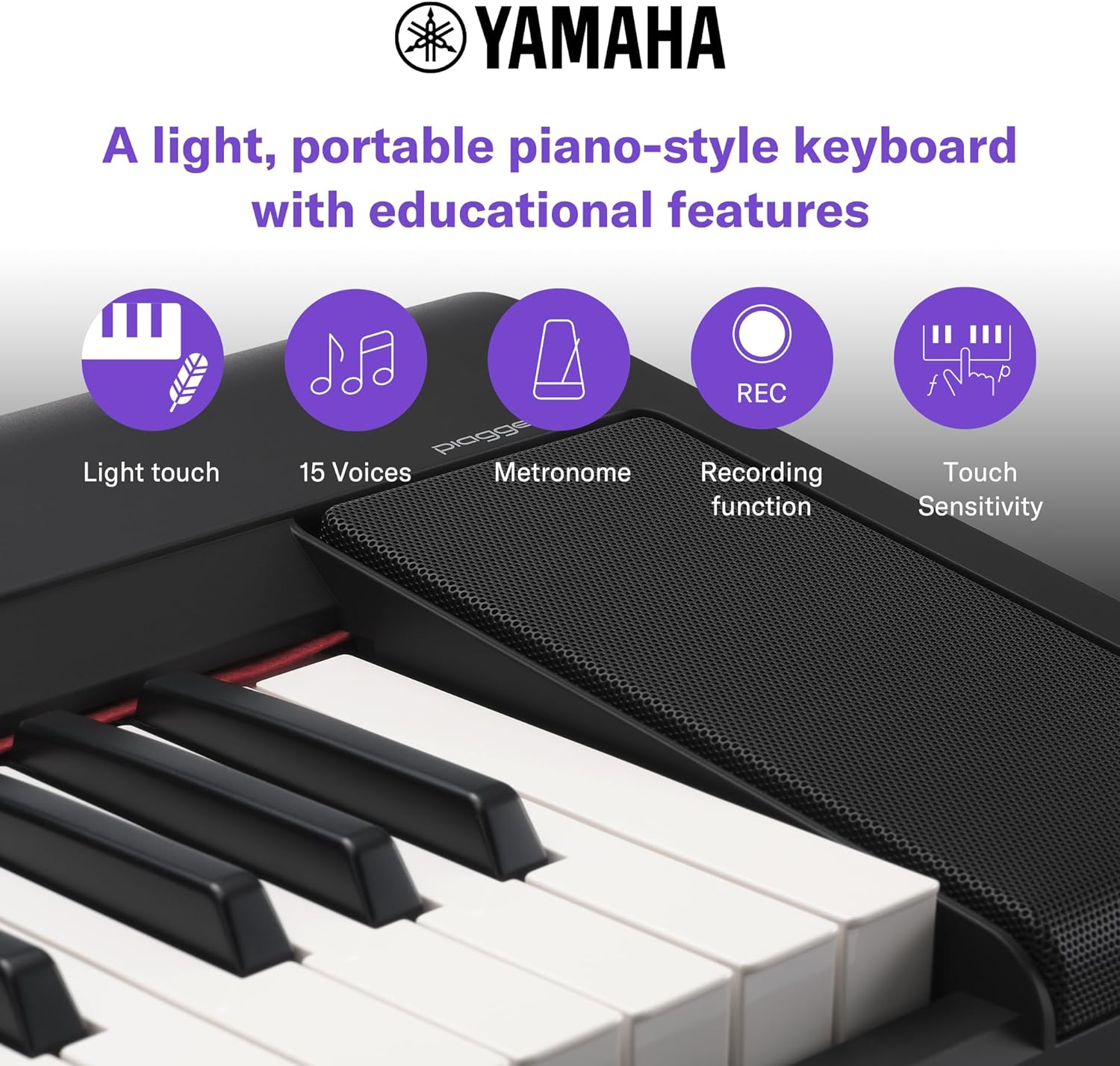 Yamaha Piano digital ultraportátil Piaggero de 61 teclas, negro (NP15WH)