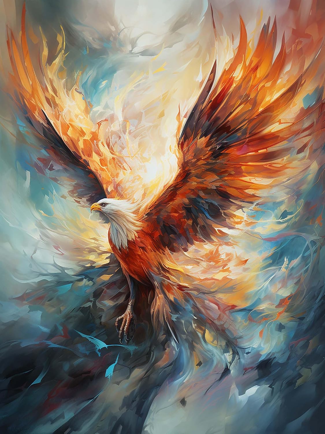 Cuneai – Kit de pintura de diamante 5D Phoenix  Taladro redondo por números, manualidades coloridas, bordado de cristal para decoración de pared del