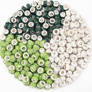 200 cuentas espaciadoras europeas de agujeros grandes, cuentas de artesanía europeas verdes con diamantes de imitación, cuentas de jardín de hadas 200 cuentas espaciadoras europeas de agujeros grandes, cuentas de artesanía europeas verdes con diamantes de imitación, cuentas de jardín de hadas