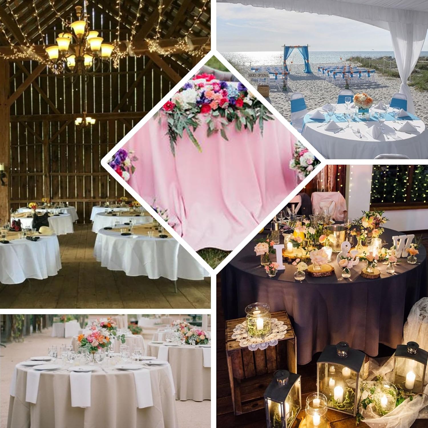 Efavormart – Mantel redondo de poliéster de 108 pulgadas, 108 pulgadas, para bodas, fiestas, banquetes, restaurantes, color negro