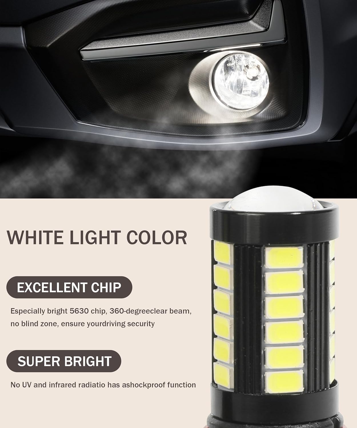 bylikeho Paquete de 2 bombillas LED antiniebla, accesorios de coche H11 9005 H16 H4 9006 H7 bombillas LED antiniebla para automóvil, luces