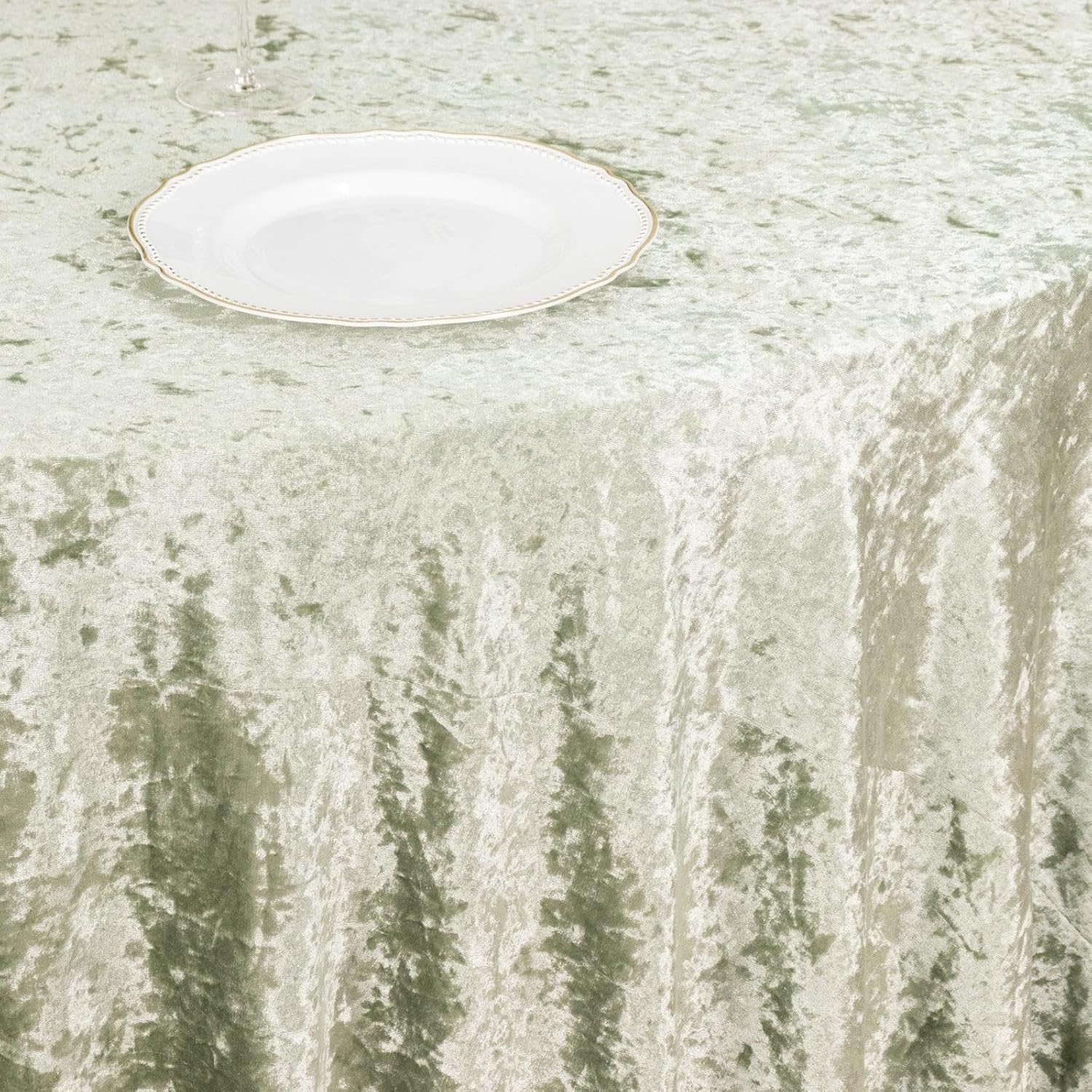 Efavormart – Mantel redondo de terciopelo triturado prémium de 120 pulgadas, color verde salvia