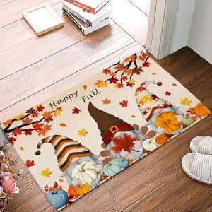 Happy Fall Indoor Bath Mat, Anti-Slip Machine Washable Entry Rug Easy Clean Welcome Mat Floor Mat for Inside Home Decoration Gnomes with Pumpkins Happy Fall Indoor Bath Mat, Anti-Slip Machine Washable Entry Rug Easy Clean Welcome Mat Floor Mat for Inside Home Decoration Gnomes with Pumpkins