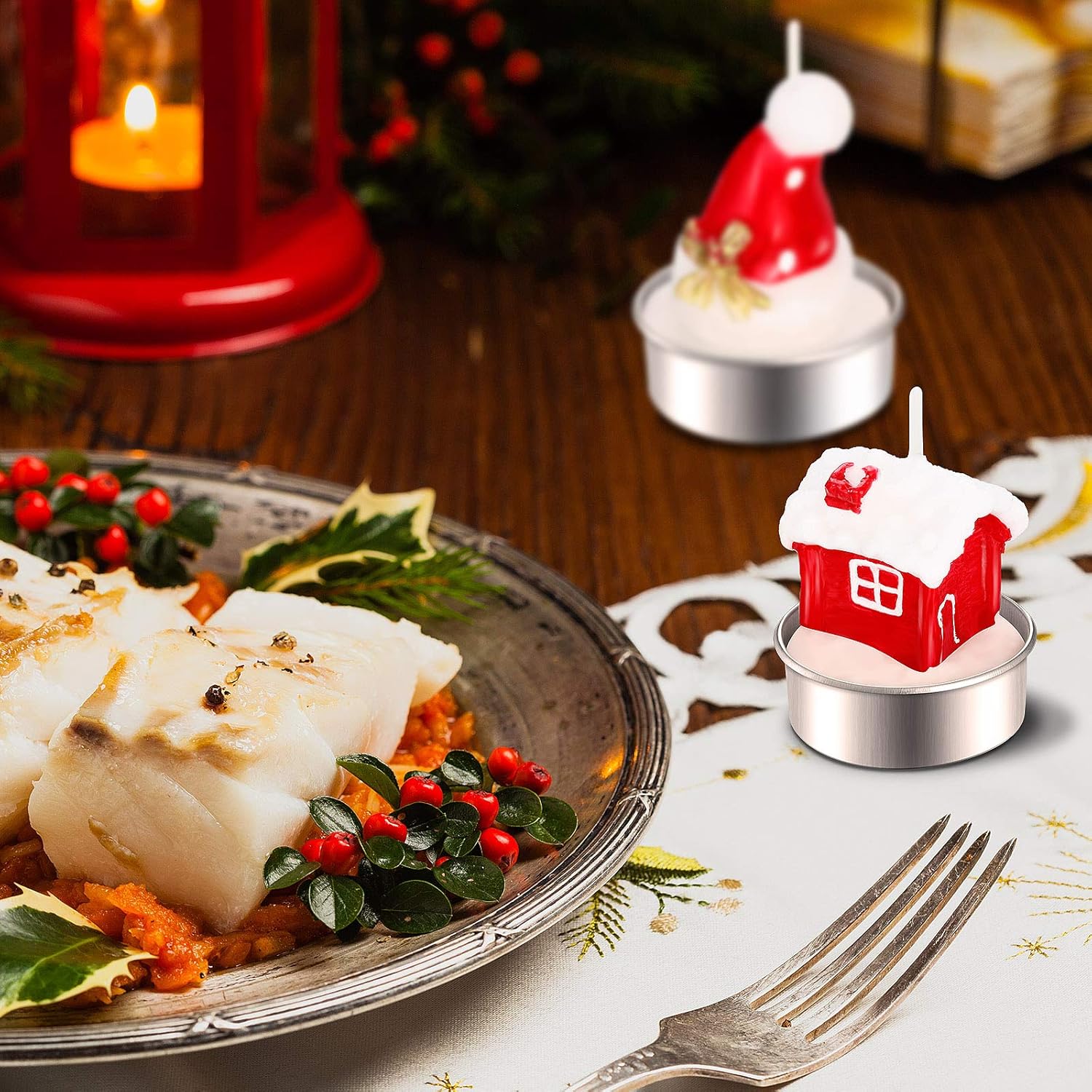 12 velas de Navidad hechas a mano con delicadas velas de Papá Noel, muñeco de nieve, piñas, árbol de Navidad, zapatos, casa, velas de sombrero de