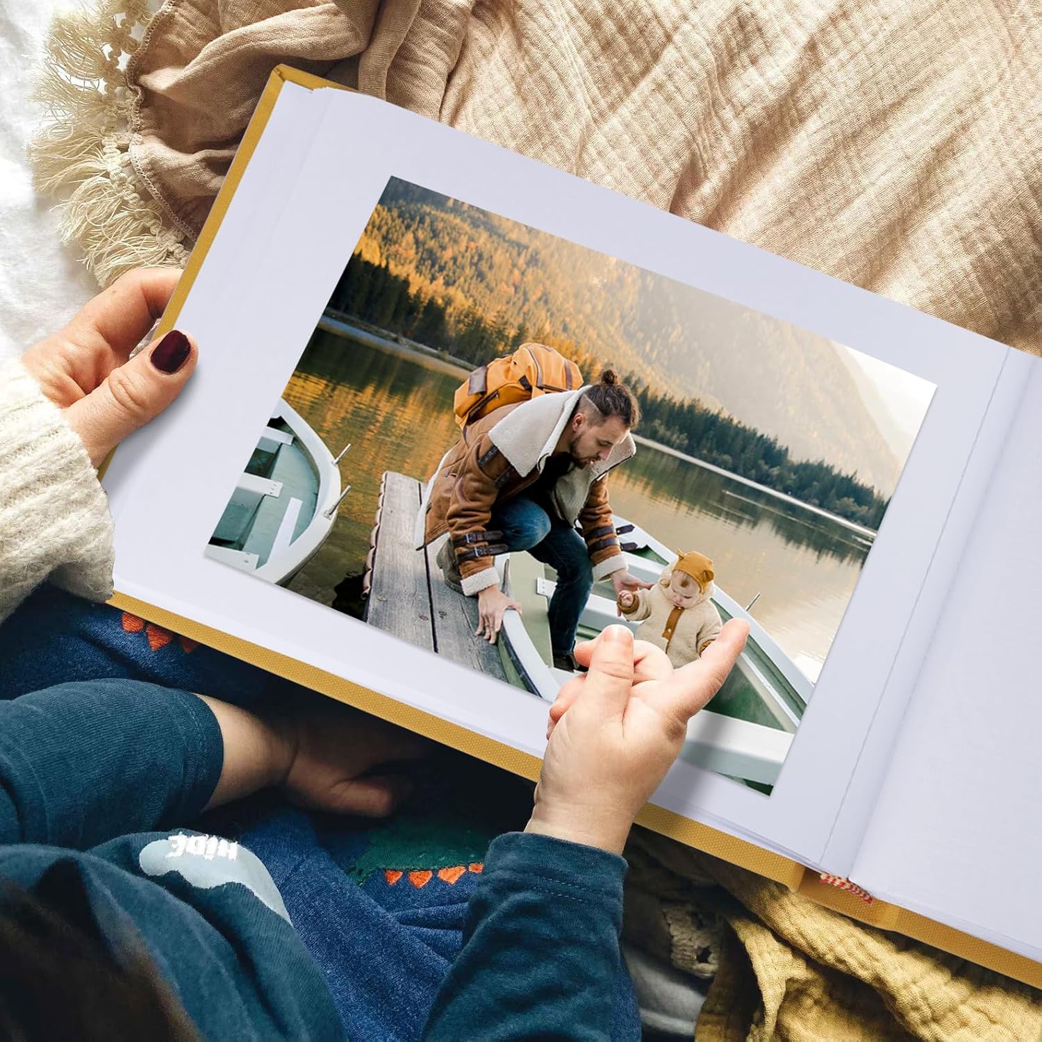 Álbum de fotos con espacio de escritura, álbum de fotos de alta calidad, 40 páginas para 3 x 5, 4 x 6, 5 x 7 pulgadas, cubierta de lino con ventana,