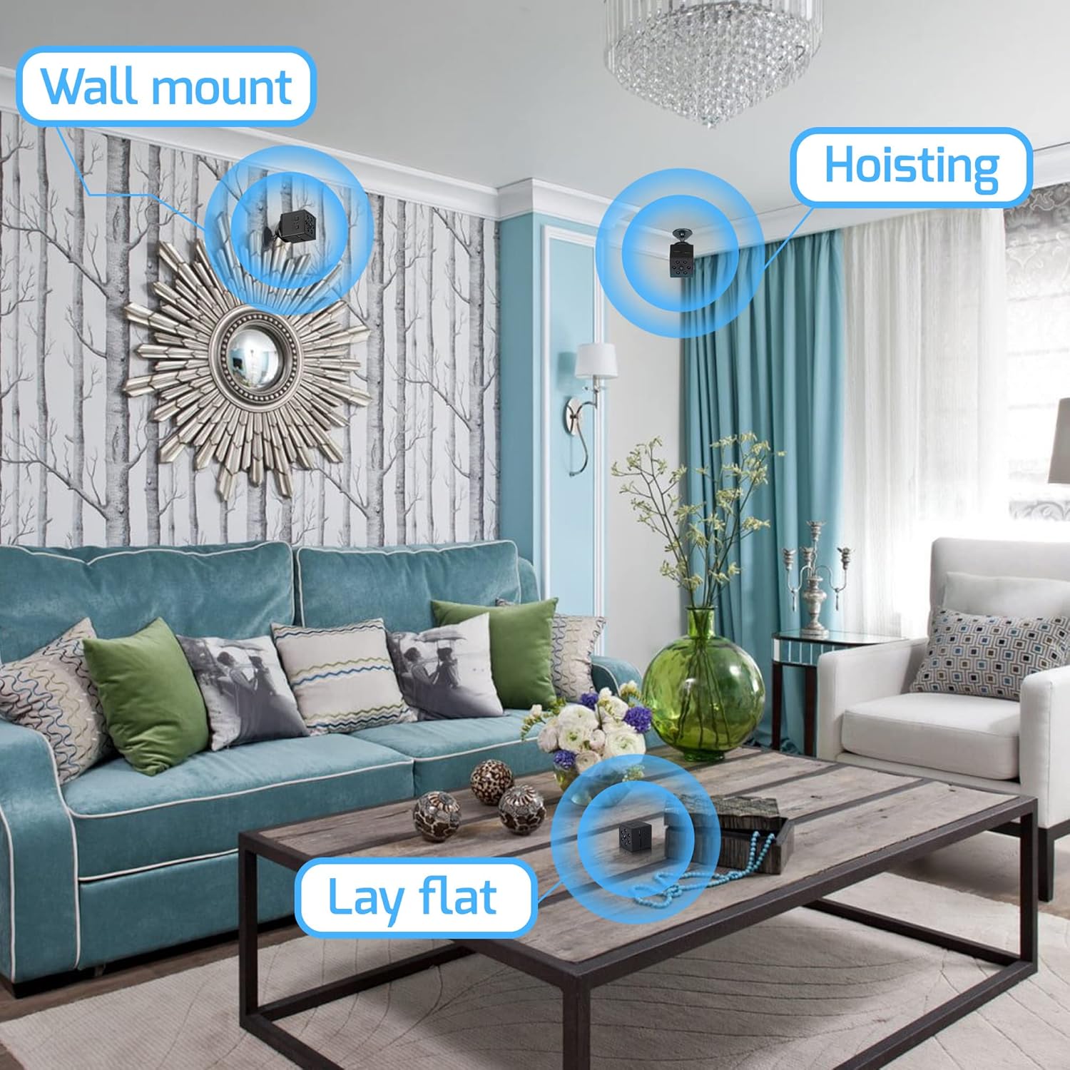 GaRcan Cámara de seguridad para el hogar, 1080p 2.4Ghz WiFi Cámara de vigilancia interior con visión nocturna, detección de movimiento y aplicación