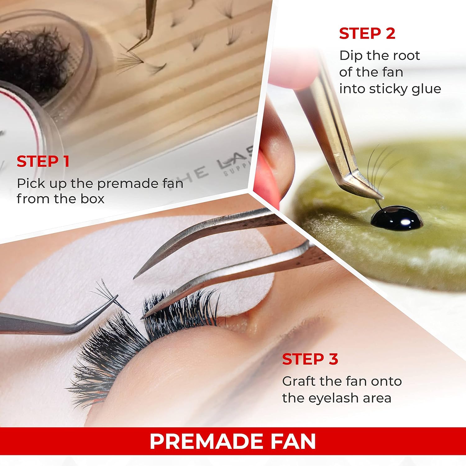 THE LASH SUPPLY 1000fans 3D 4D 5D 6D 7D 8D 10D 12D 14D pestañas de abanico prefabricadas, rizo CCD, longitud de 0.315 a 0.787 pulgadas, 0.030.050.07