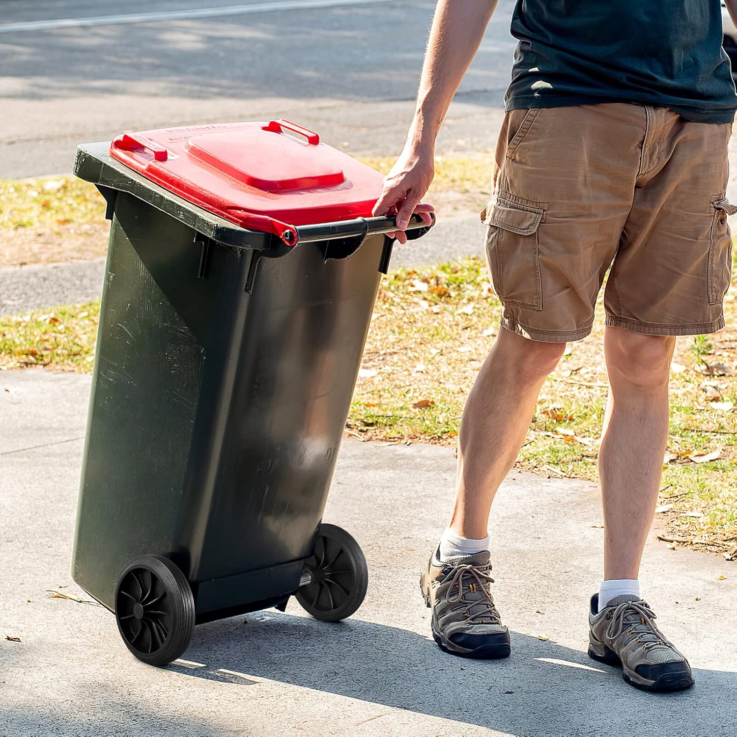 Zerodeko 1 juego de ruedas de cubo de basura de plástico de repuesto, ruedas de cubo de basura con eje hueco, ruedas de repuesto, polea, accesorios