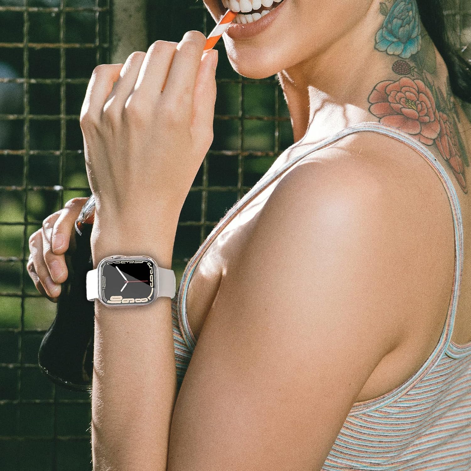Miimall Funda compatible con Apple Watch Series 8 de 1.772 pulgadas con protector de pantalla antiarañazos, a prueba de golpes, policarbonato duro y