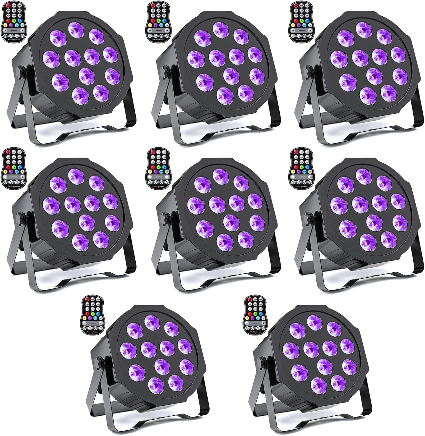 Luces Par recargables RGBWA+UV 6 en 1, luces LED de escenario alimentadas por batería, luces HOLDLAMP DJ activadas por sonido con control remoto y
