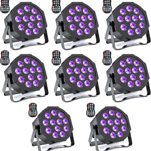 Luces Par recargables RGBWA+UV 6 en 1, luces LED de escenario alimentadas por batería, luces HOLDLAMP DJ activadas por sonido con control remoto y Luces Par recargables RGBWA+UV 6 en 1, luces LED de escenario alimentadas por batería, luces HOLDLAMP DJ activadas por sonido con control remoto y