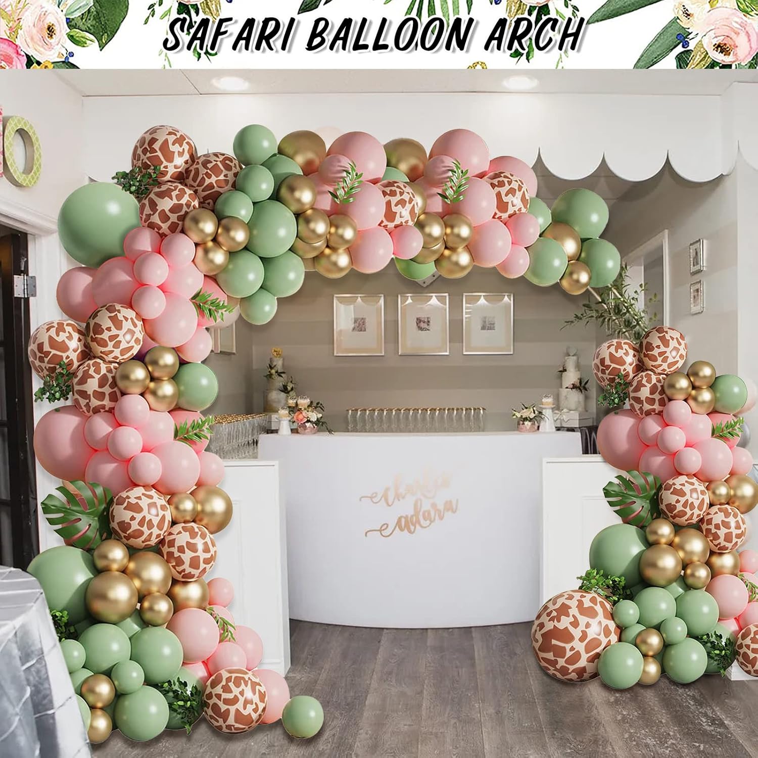 Dos decoraciones de cumpleaños salvajes para niñas 150 piezas de suministros para fiesta de segundo cumpleaños, arco de globos de safari en la