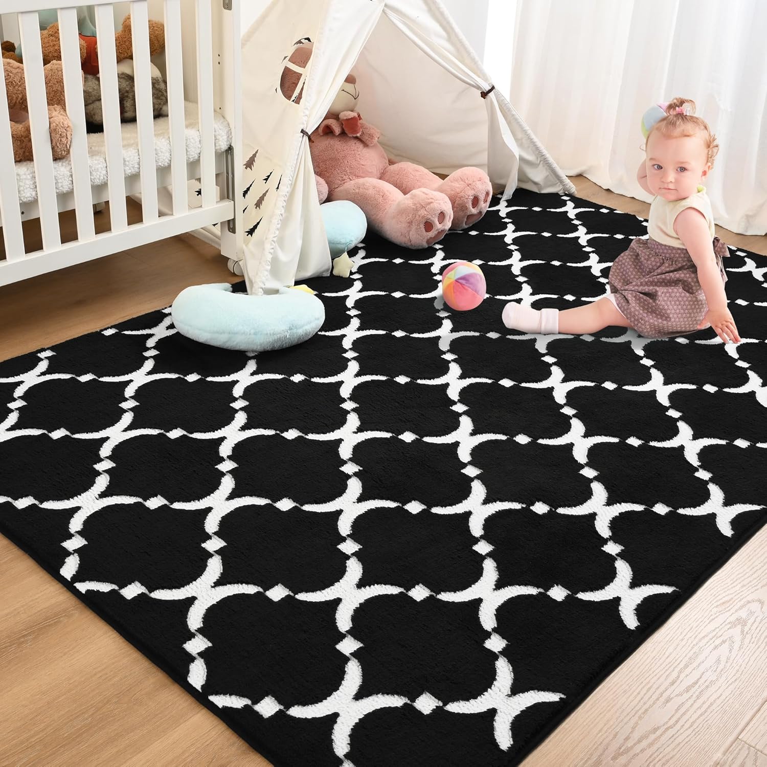 YJ.GWL Alfombra geométrica grande y suave para dormitorio, sala de estar, 6 x 9 pies, alfombra moderna de espuma viscoelástica para interiores,