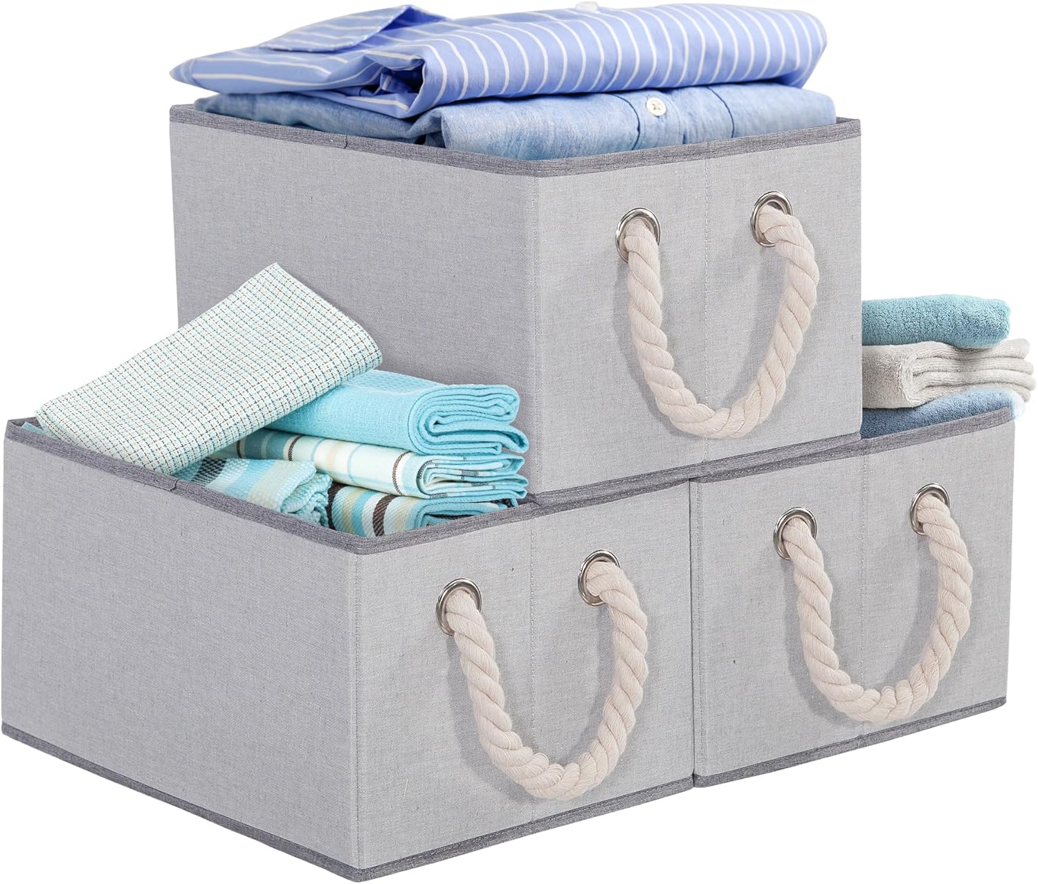 Contenedores de almacenamiento plegables con asas, cestas de almacenamiento decorativas para organización de estantes, cajas de almacenamiento