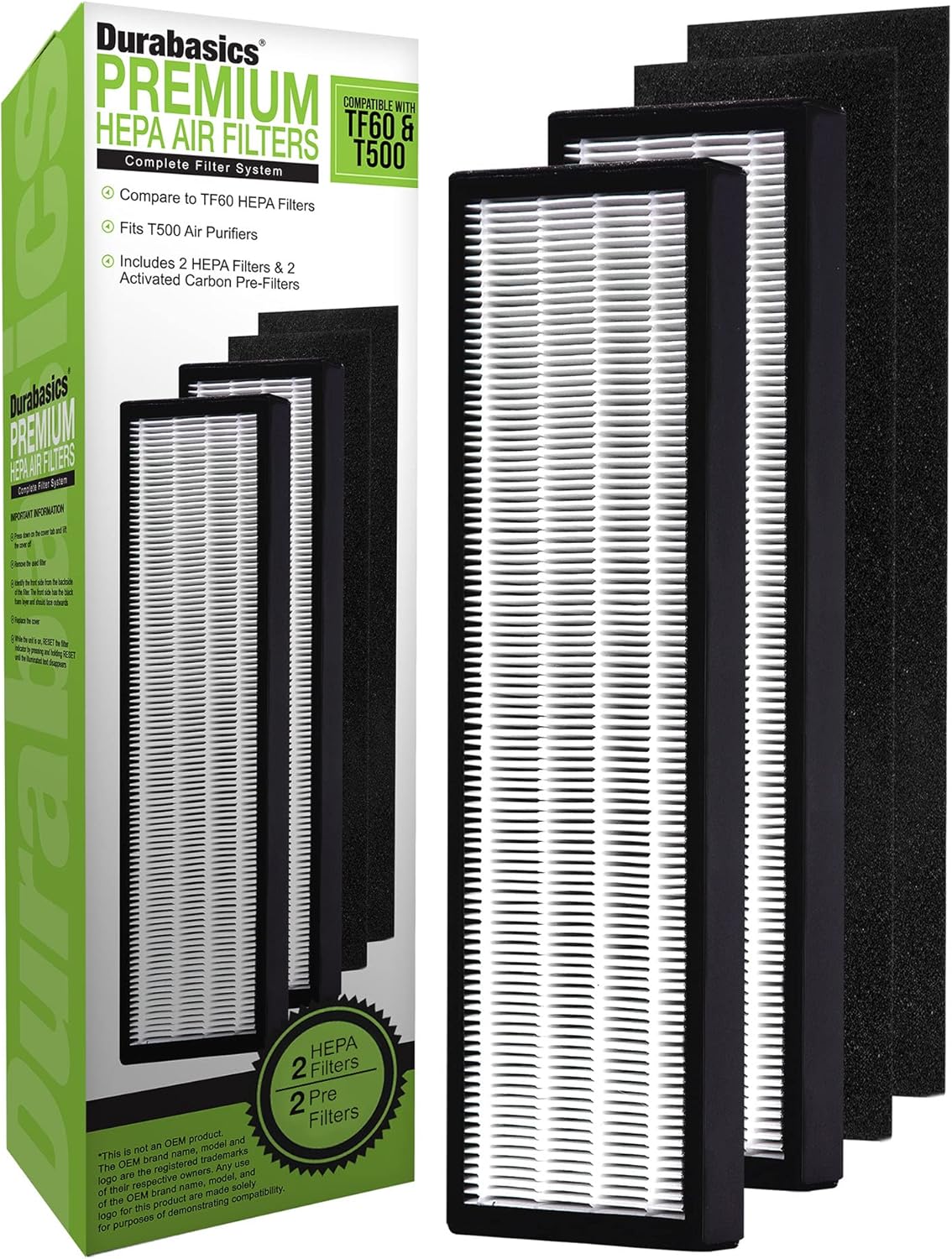 Durabasics Filtros HEPA compatibles con Alen T500-2 Pack
