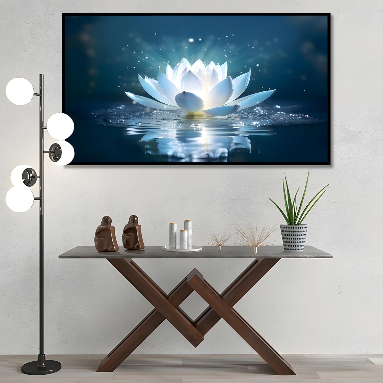 ICEWQOQU Lienzo impreso para pared, lienzo de loto, arte de pared zen, spa, lienzo, meditación, espiritual, dormitorio, baño, decoración del hogar