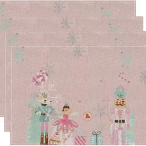 PartyBuzz – Juego de 4 manteles individuales de Navidad con diseño de cascanueces rosados, decoración para el hogar, cocina, comedor PartyBuzz – Juego de 4 manteles individuales de Navidad con diseño de cascanueces rosados, decoración para el hogar, cocina, comedor