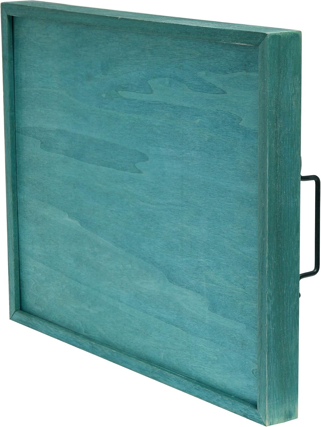 Elegant Designs HG2000-BHP – Bandeja decorativa de madera con asas, 15.50 x 12 pulgadas, color azul lavado Happy Place