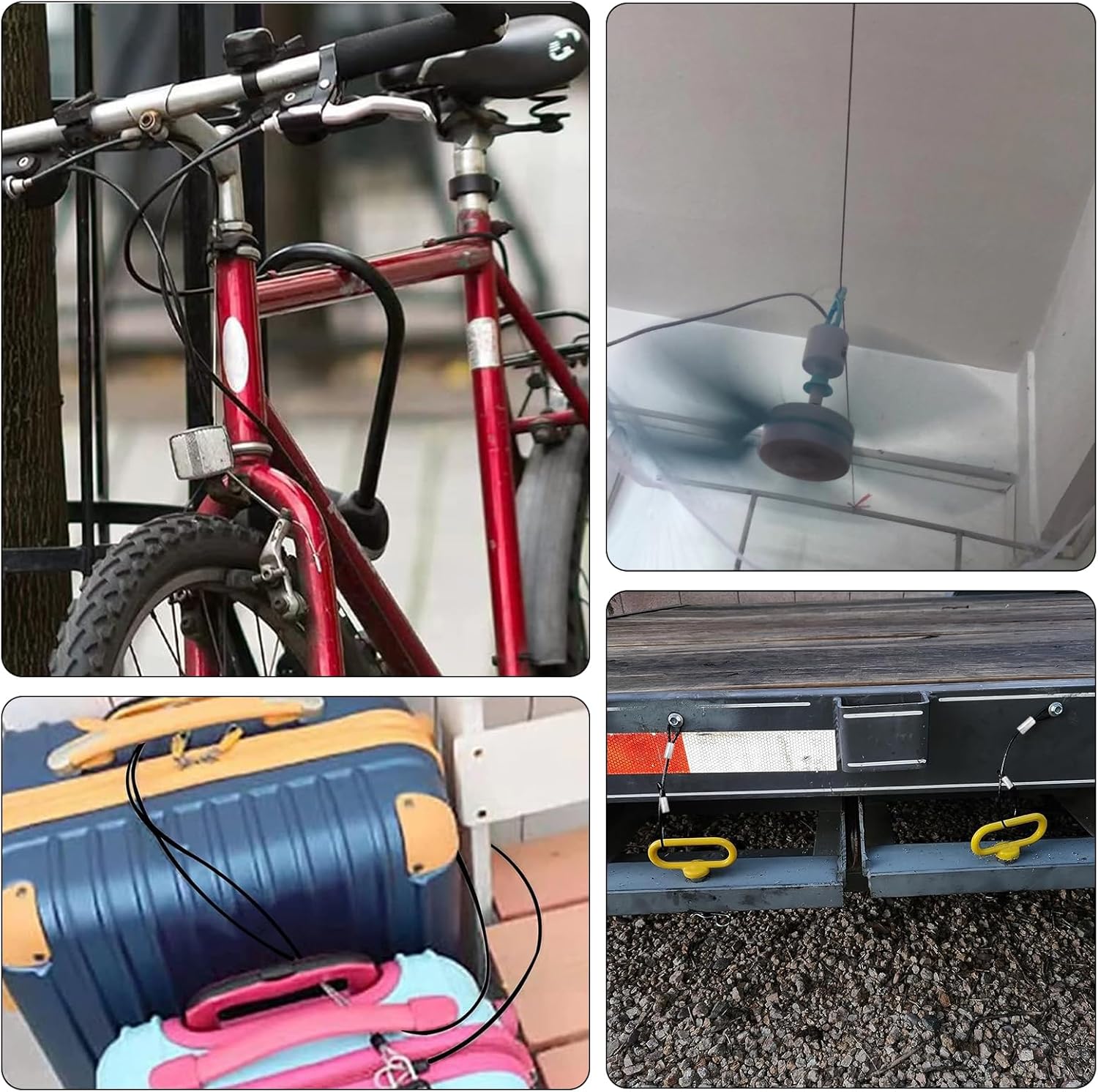 10 cables de alambre de acero inoxidable con bucles de 12 pulgadas, cuerda de alambre recubierta de vinilo de 12 pulgadas, cadenas de seguridad para